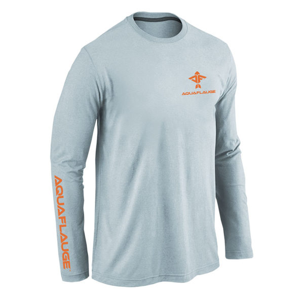Aquaflauge Heather Stone Long Sleeve Tee with Blue Trout Mountain